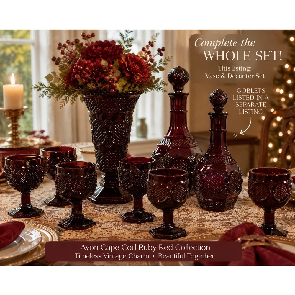 Avon Cape Cod Ruby Red Glass Wine Goblets Set of 6 Vintage 1876 Pattern 4.5"